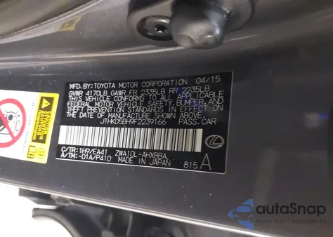 2015 Lexus Ct 200H from USA, damaged, VIN JTHKD5BH9F2239166